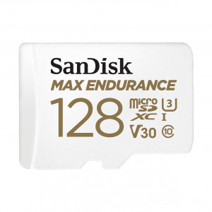 SanDisk Max Endurance - Flash memory card (microSDXC to SD adapter included) - 128 GB - Video Class V30 / UHS-I U3 / Class10 - microSDXC UHS-I
